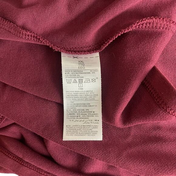 Old Navy Plus 2XL Shift Dress Long Sleeve Knit Wine Maroon Keyhole Back - Picture 3 of 11